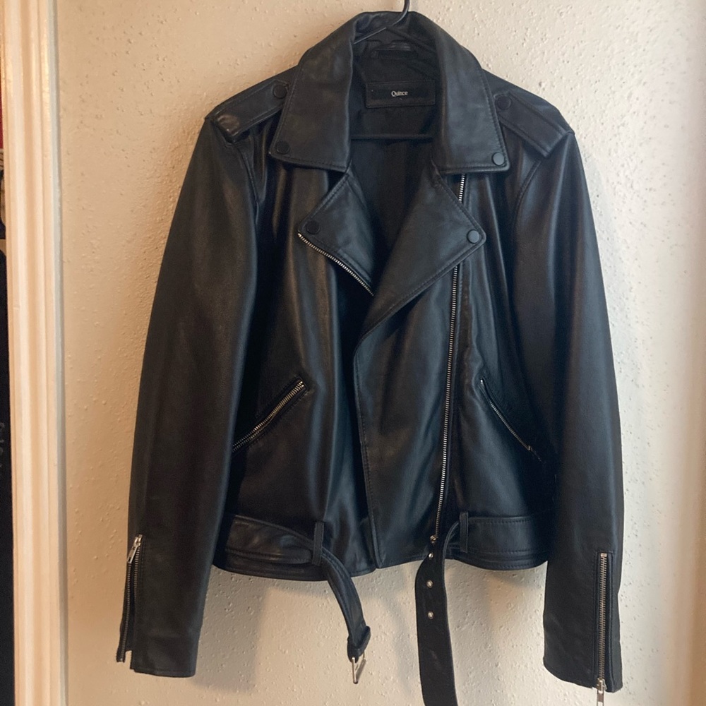 #qunice leather moto jacket size L